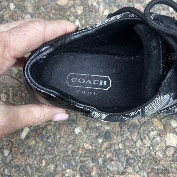Coach Signature Katelyn Jacquard Logo Lace Up Black Sneakers Size 8 M - Picture 8 of 15